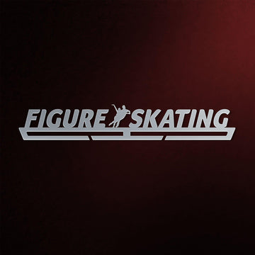Stainless steel Figure Skating Medal Hanger Display with silhouette skater cutout, perfect for organizing figure skating medals.